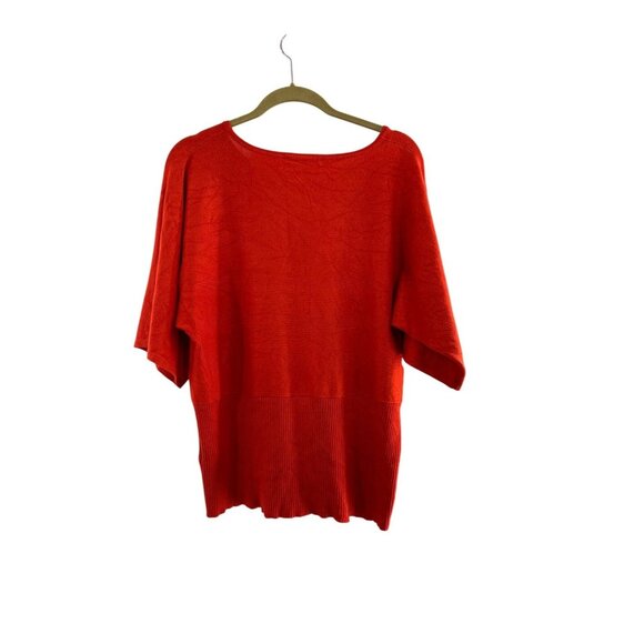 Cable & Gauge Coral Red 3/4 Sleeve Top XL Button Detail Dolman Holiday Sweater - Picture 7 of 7